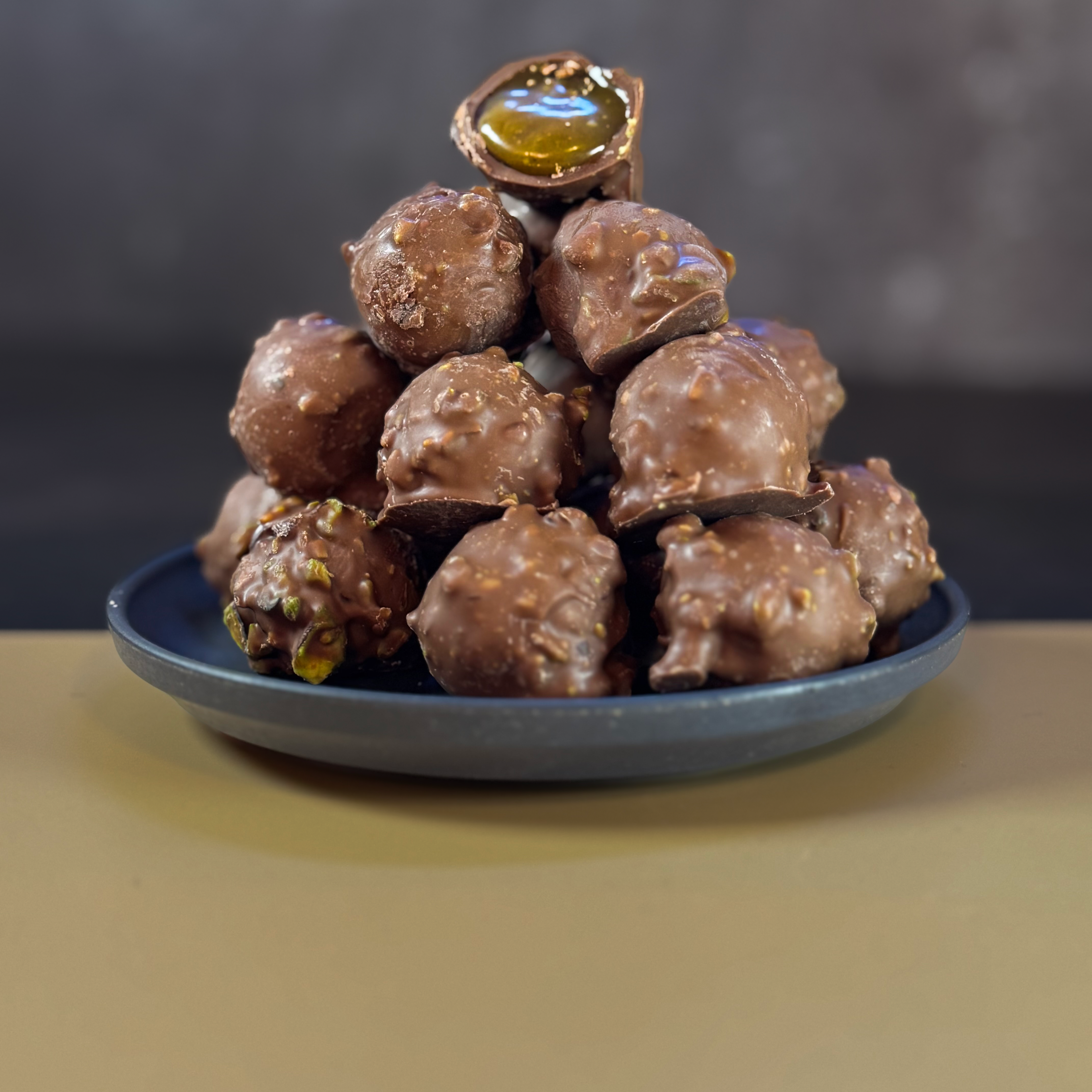 Salty Pistachio Caramel Truffles - Box of 15